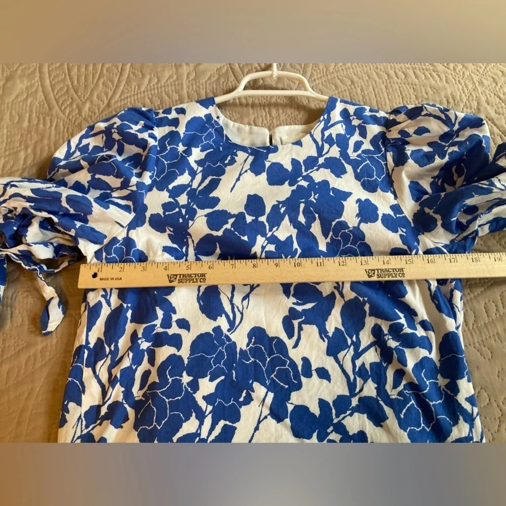 Tuckernuck Hyacinth House Blue Floral Puff Sleeve Blouse Size S Preppy